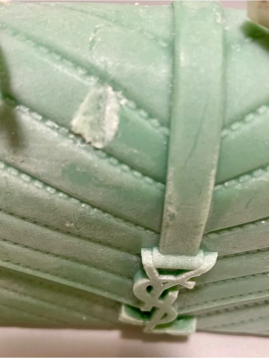 Candle - Fashion Inspired YSL Green Quilted Chevron Clutch with Logo, 2 Wick - Picture 10 of 13